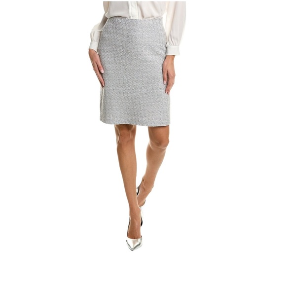 NEW St. John Sparkle Skirt Textured Tweed Silver Metallic Size 10 - Picture 1 of 4